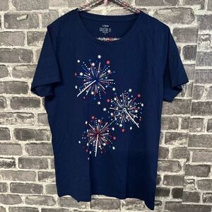 NWT J. Crew Sparklers graphic tee collector tee navy blue 4th of July
